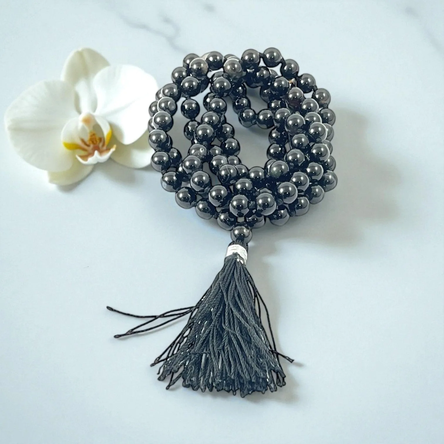 Black Agate Mala (108 beads) 8 mm