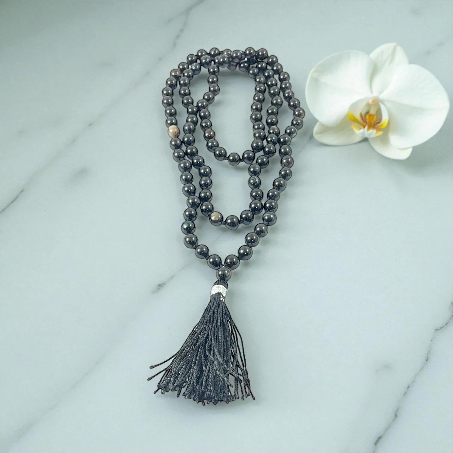 Black Agate Mala (108 beads) 8 mm