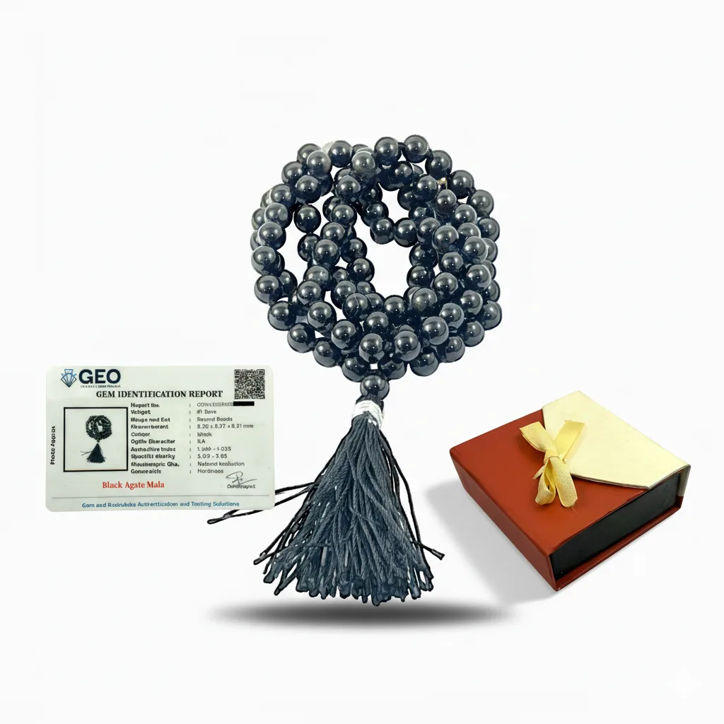 Black Agate Mala (108 beads) 8 mm