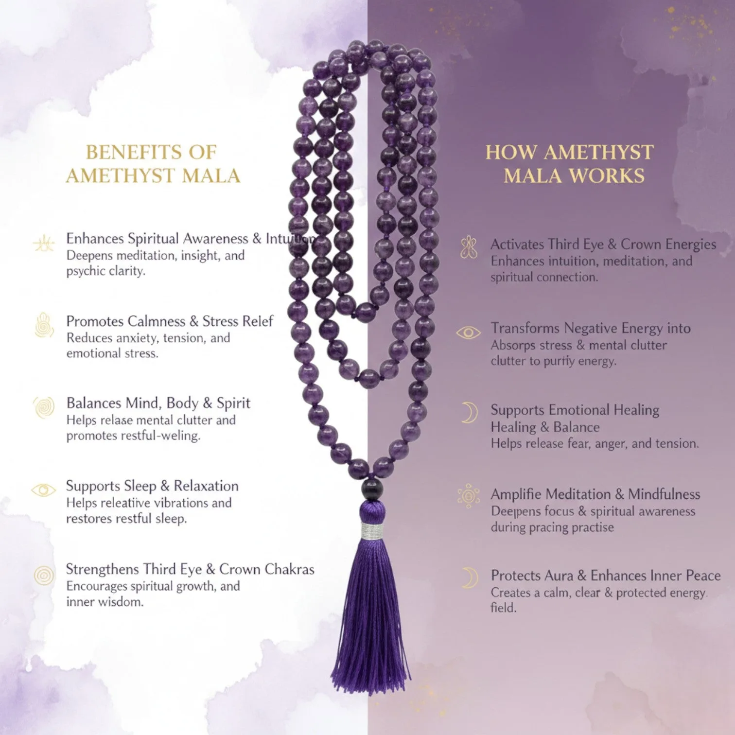 Amethyst Mala (108 beads) 8 mm