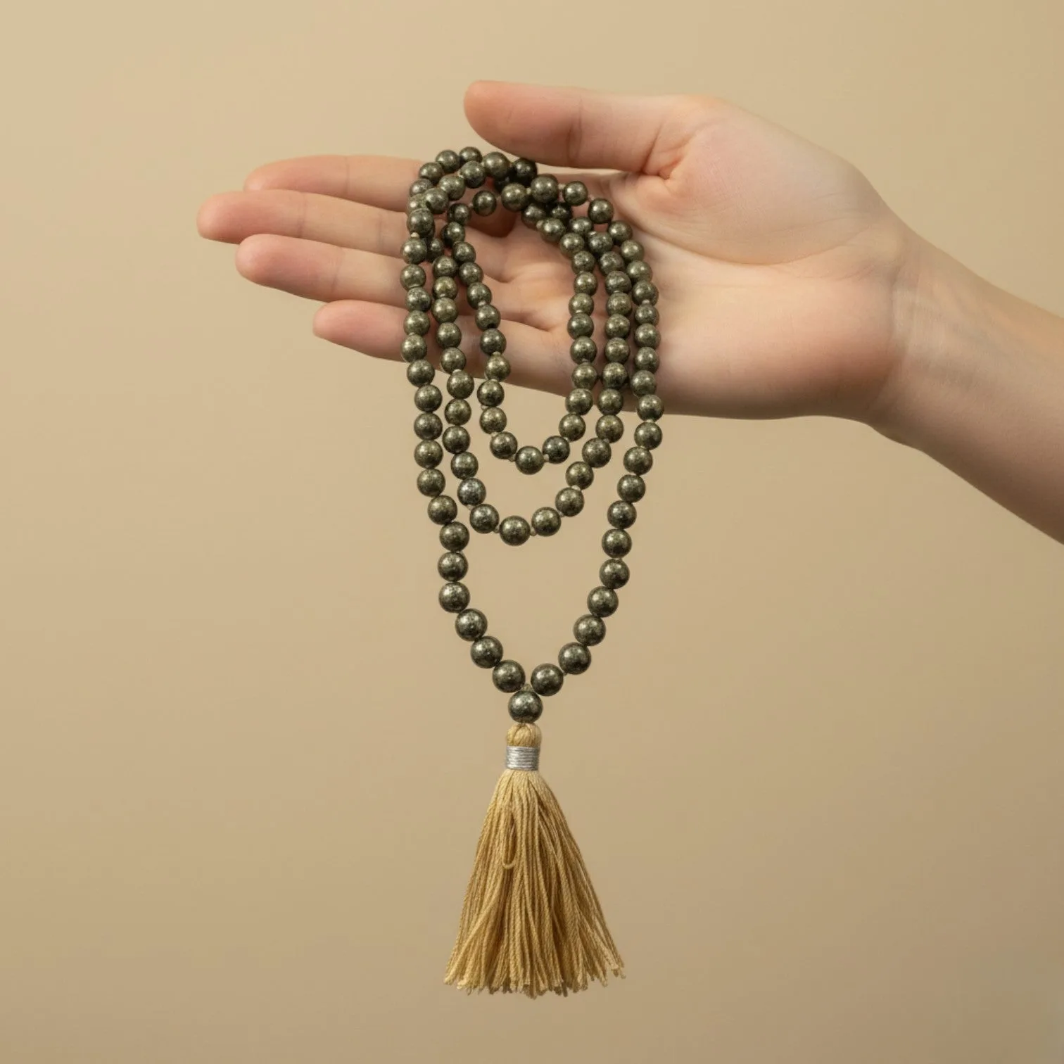 Pyrite Mala (108 beads) 8 mm