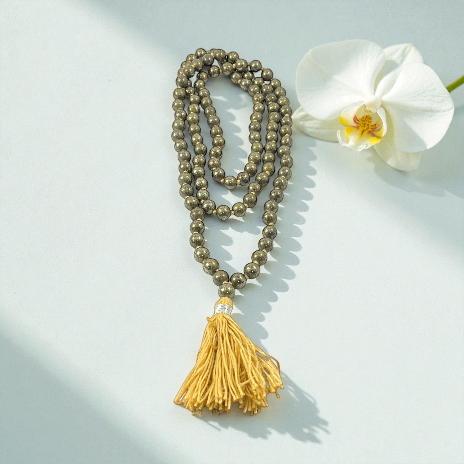 Pyrite Mala (108 beads) 8 mm