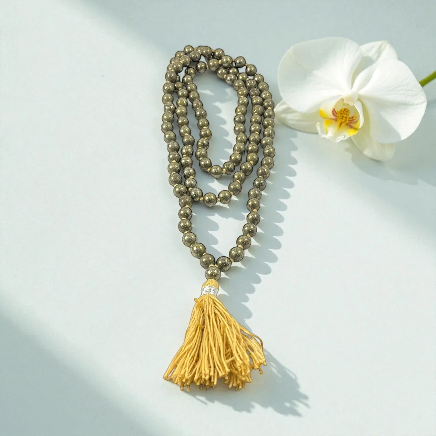 Pyrite Mala (108 beads) 8 mm