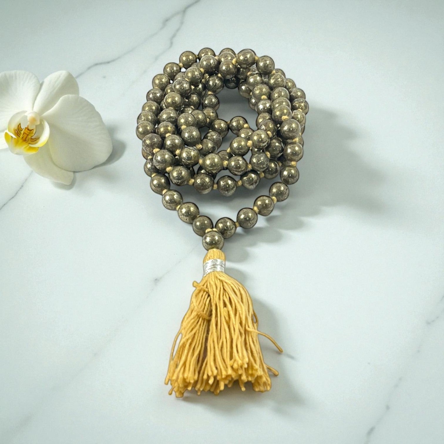 Pyrite Mala (108 beads) 8 mm