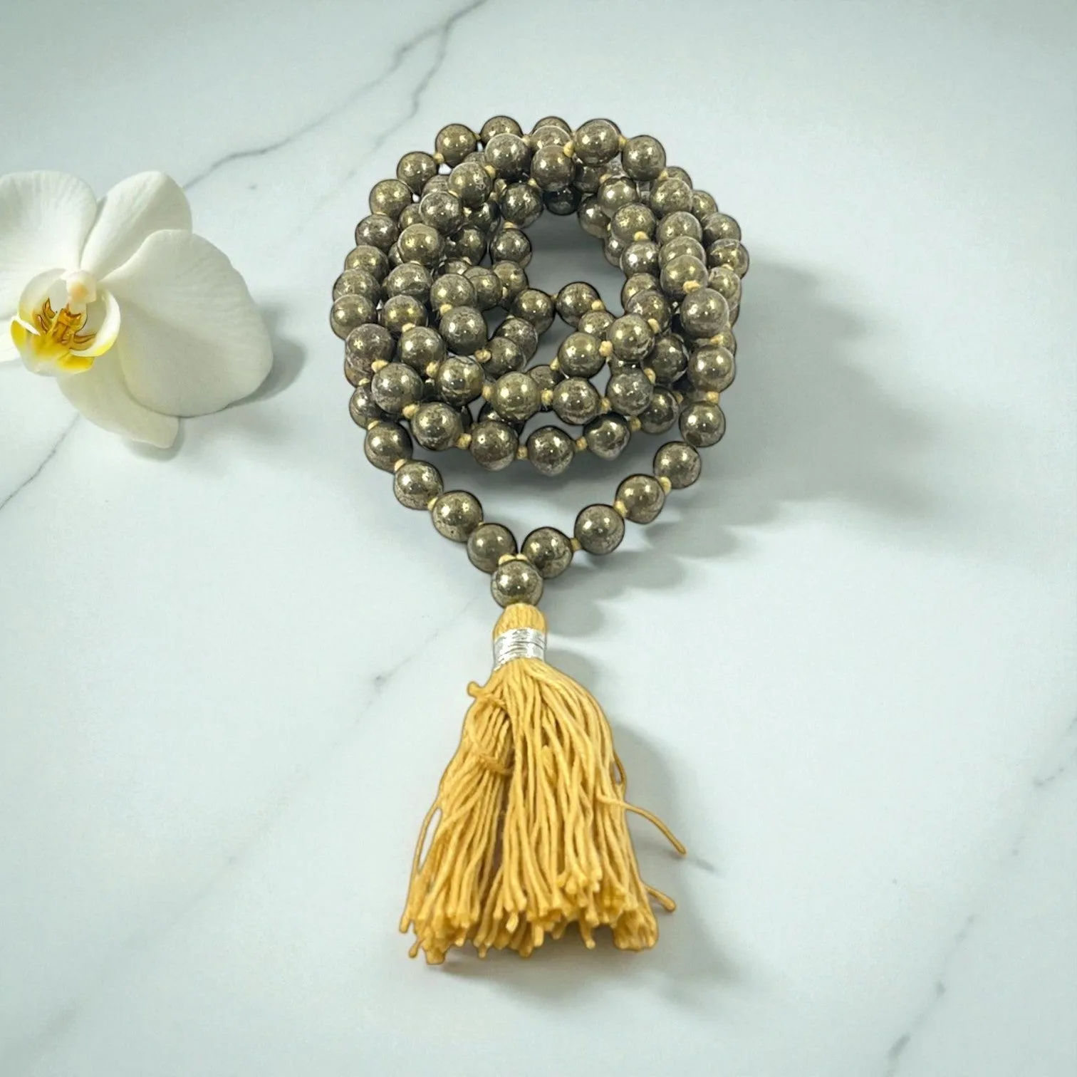 Pyrite Mala (108 beads) 8 mm