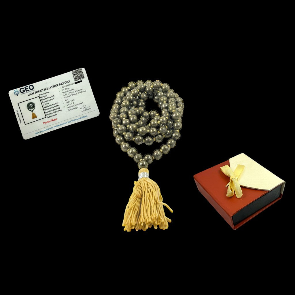 Pyrite Mala (108 beads) 8 mm