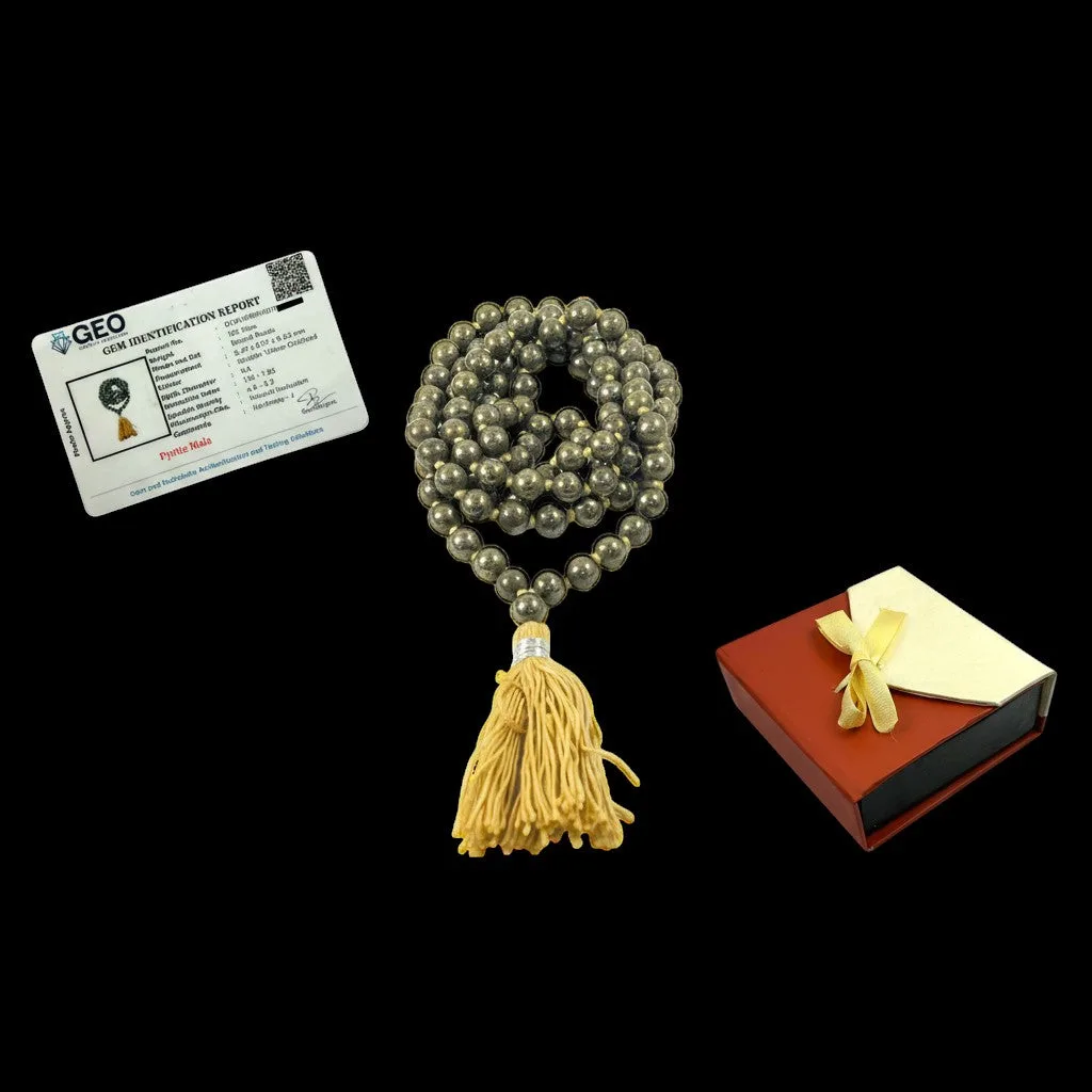 Pyrite Mala (108 beads) 8 mm