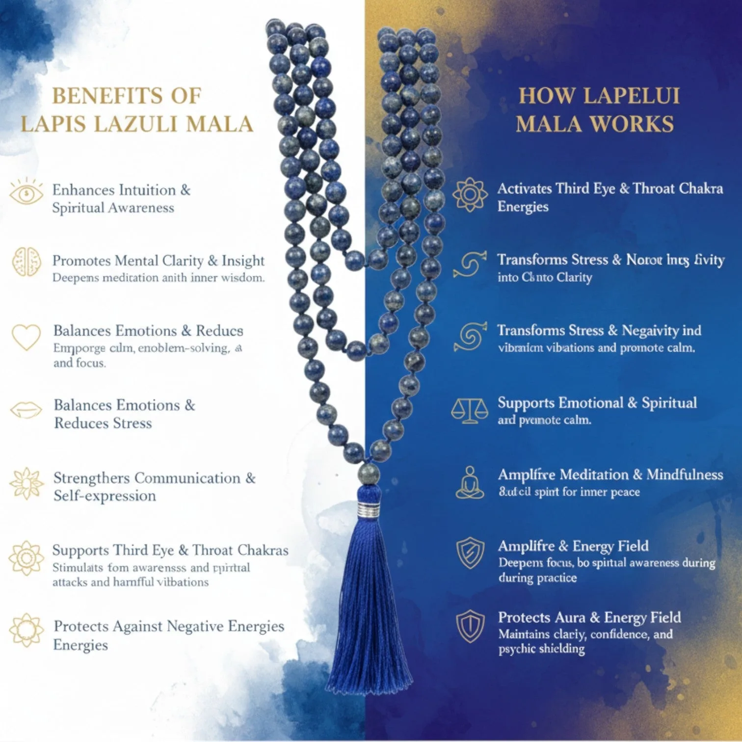 Lapis Lazuli Mala (108 beads) 8 mm