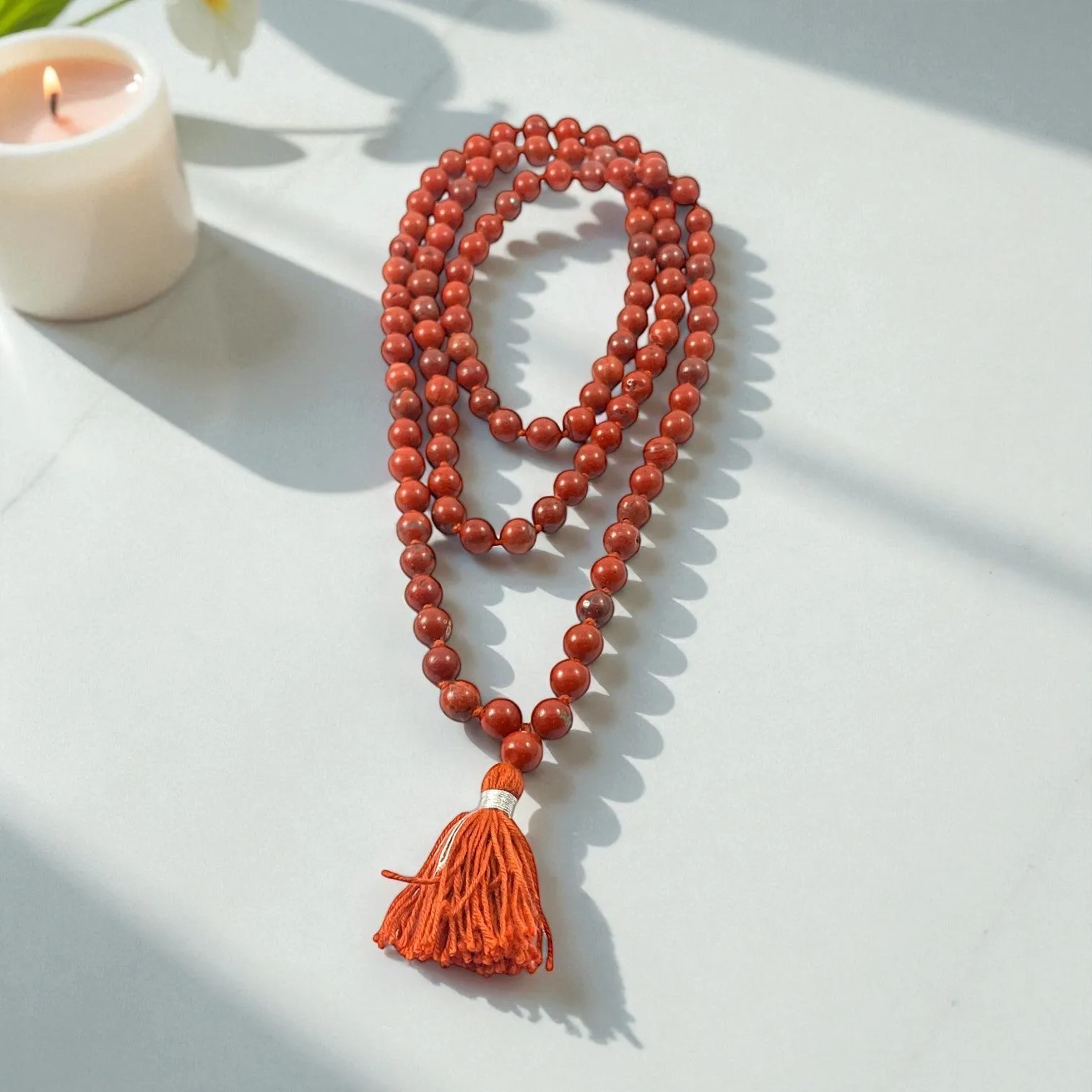 Red jasper Mala (108 beads) 8 mm