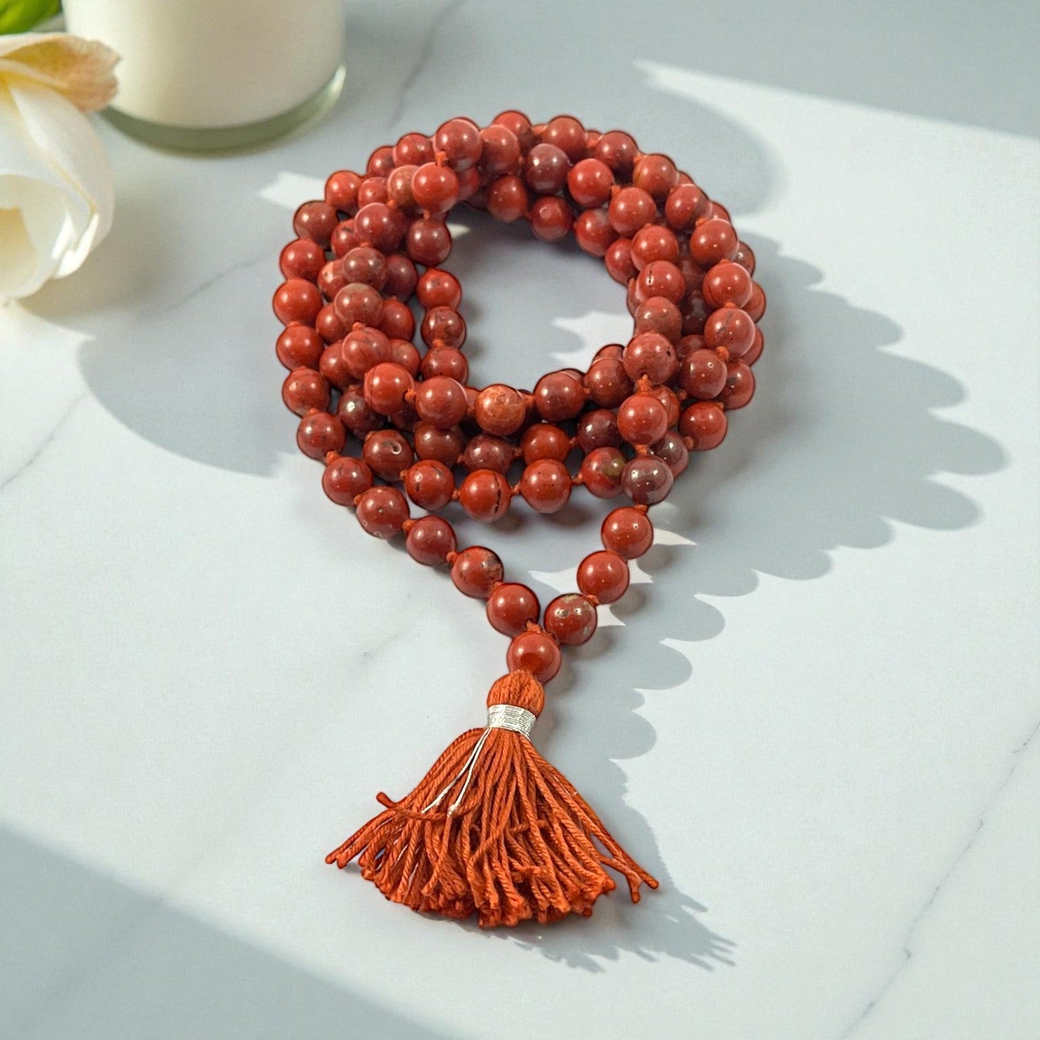Red jasper Mala (108 beads) 8 mm