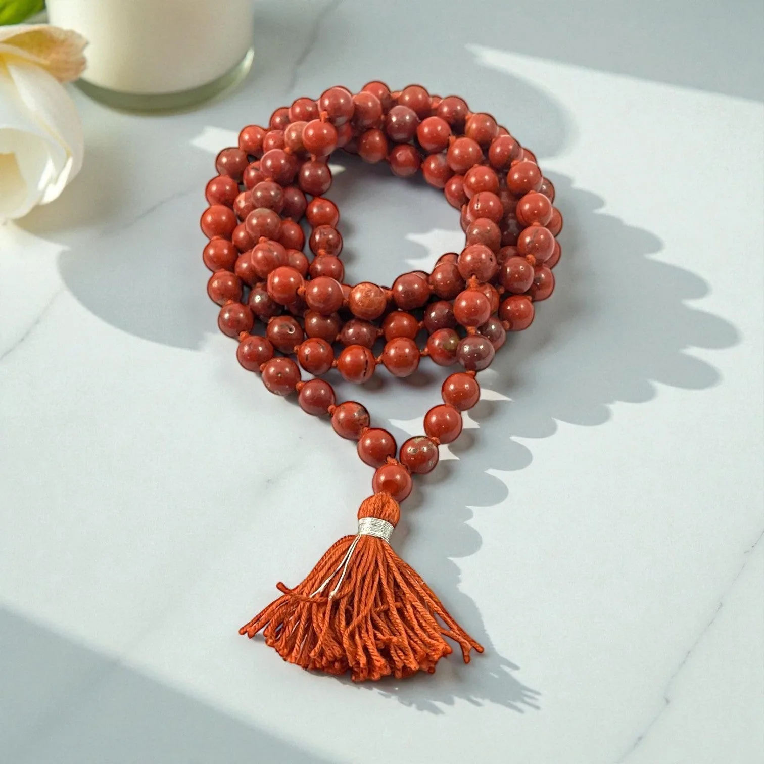 Red jasper Mala (108 beads) 8 mm