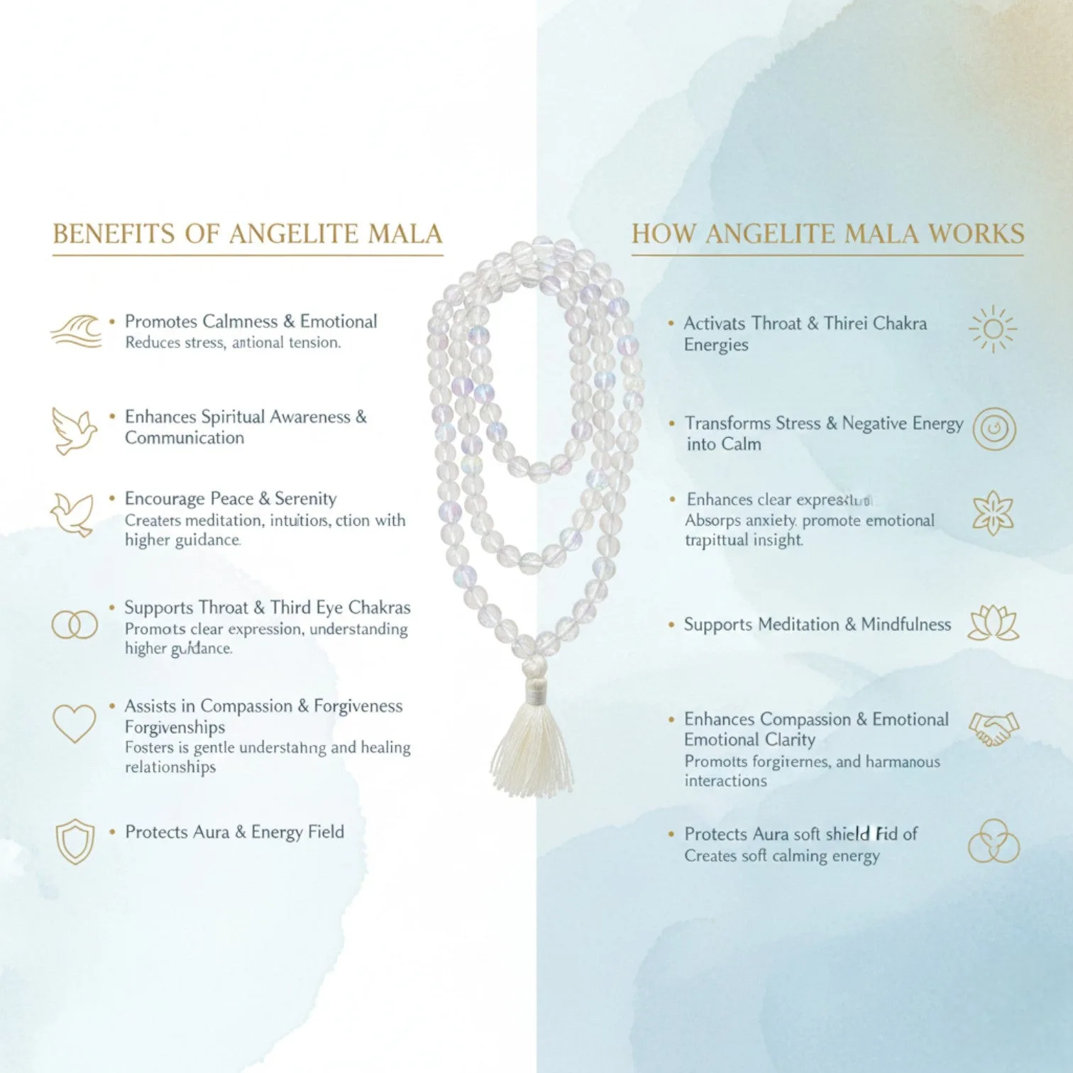 Angelite Mala (108 beads) 8 mm