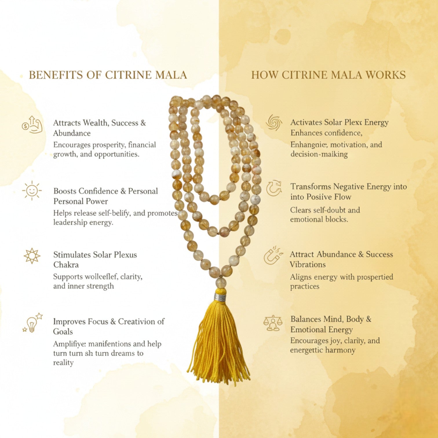 Citrine Mala (108 beads) 7 mm