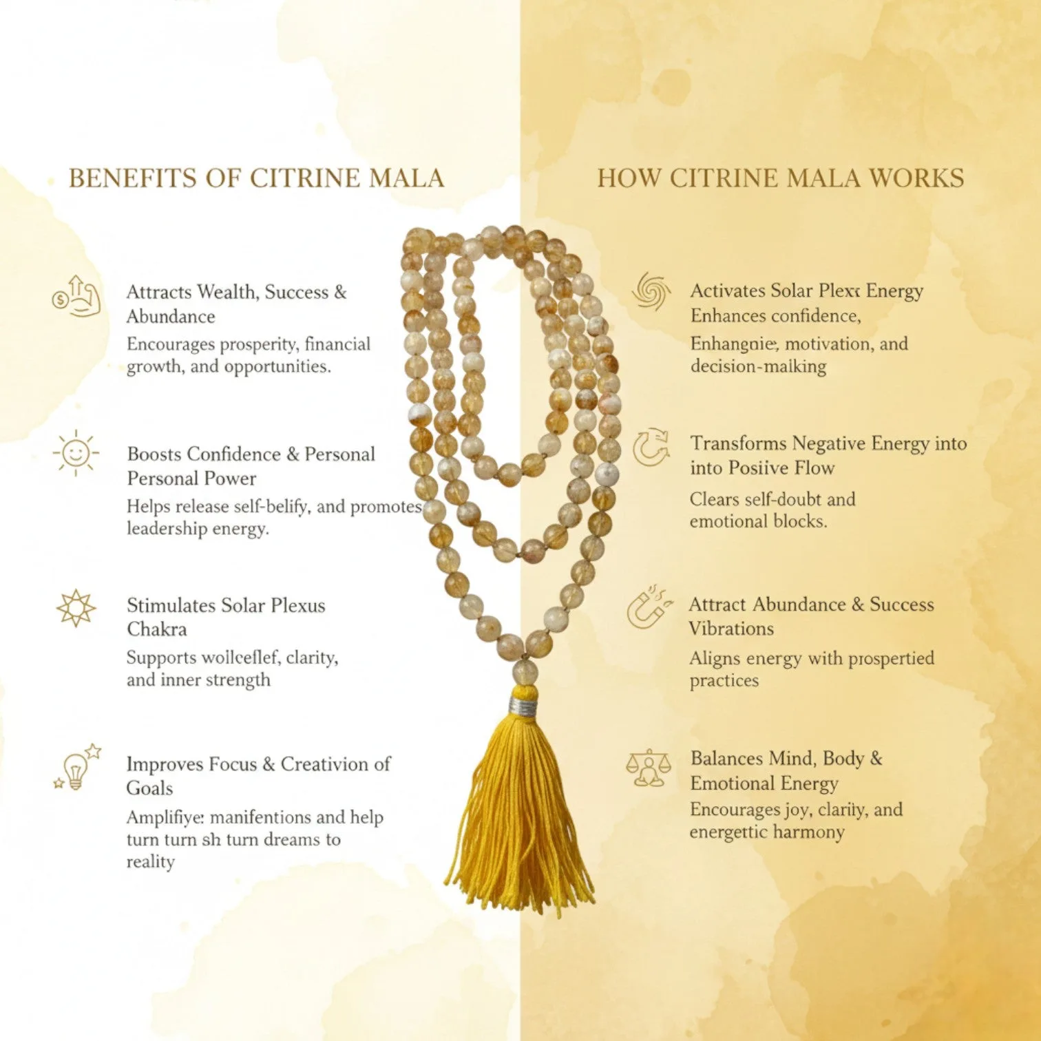 Citrine Mala (108 beads) 7 mm