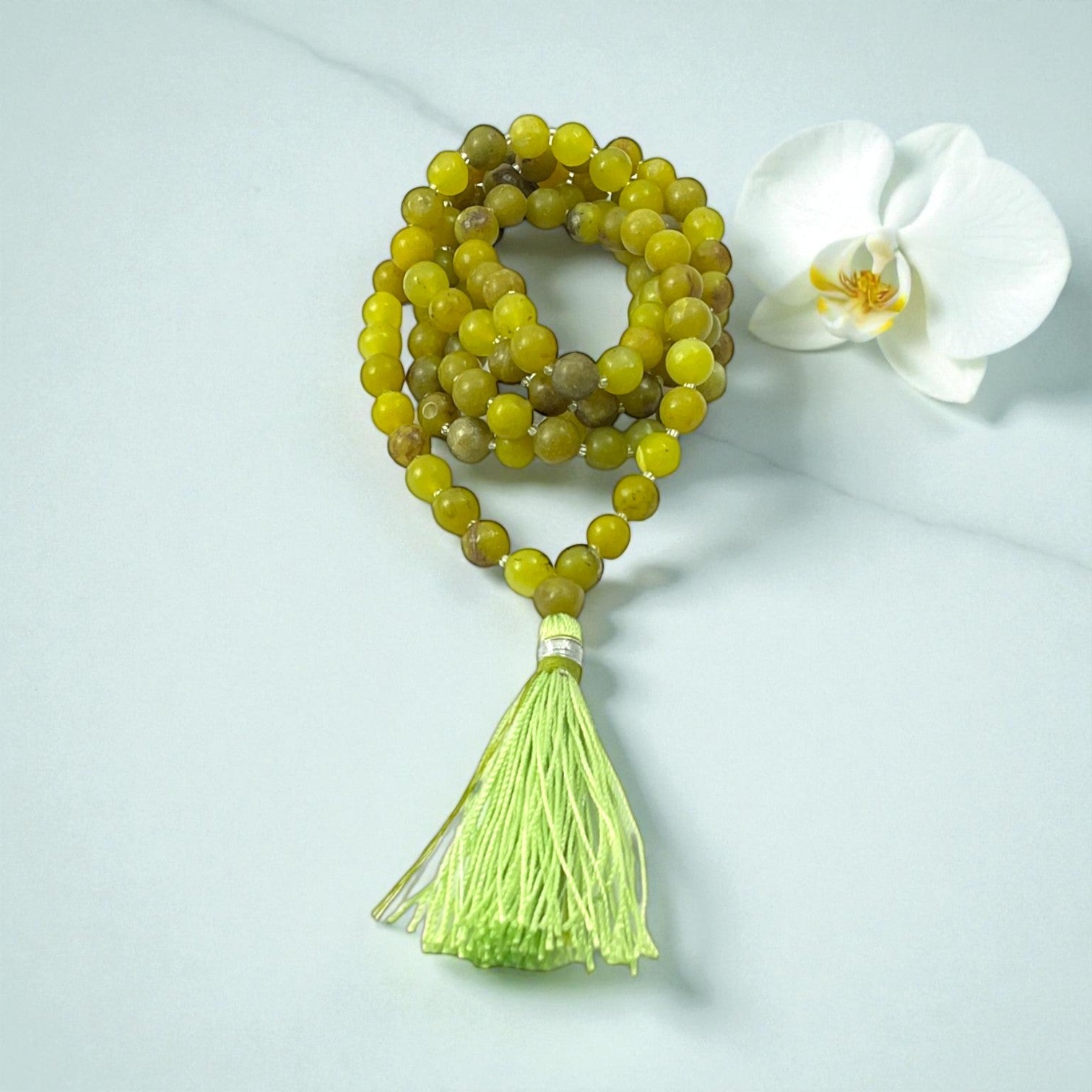 Vessonite Mala (108 beads) 8 mm