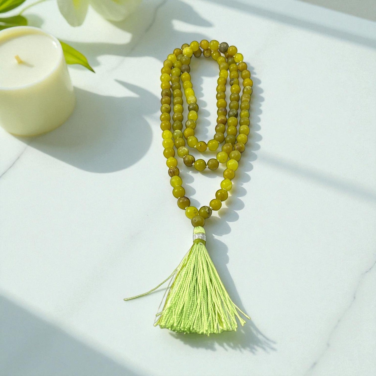 Vessonite Mala (108 beads) 8 mm