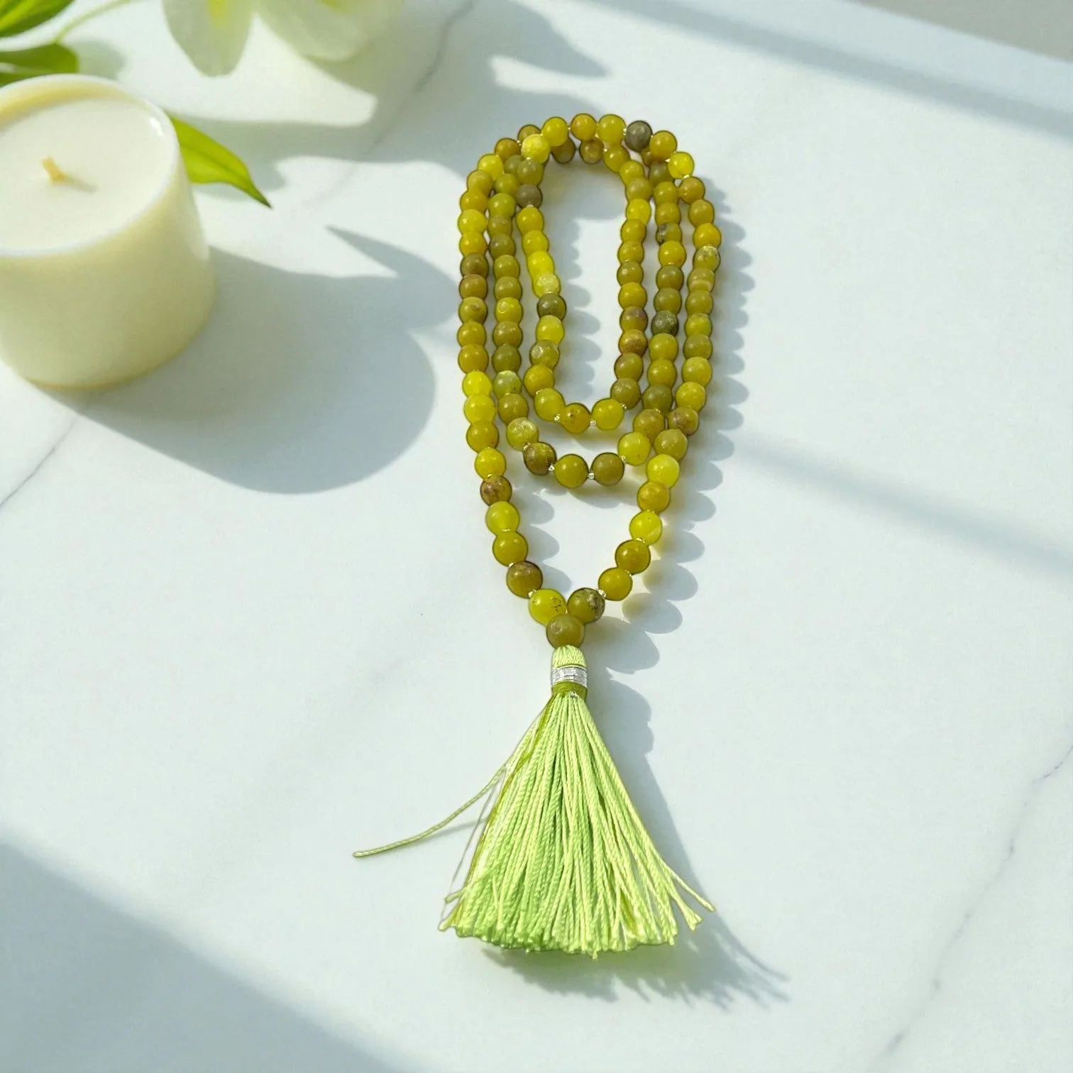Vessonite Mala (108 beads) 8 mm
