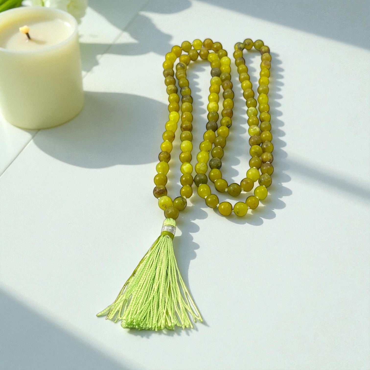 Vessonite Mala (108 beads) 8 mm