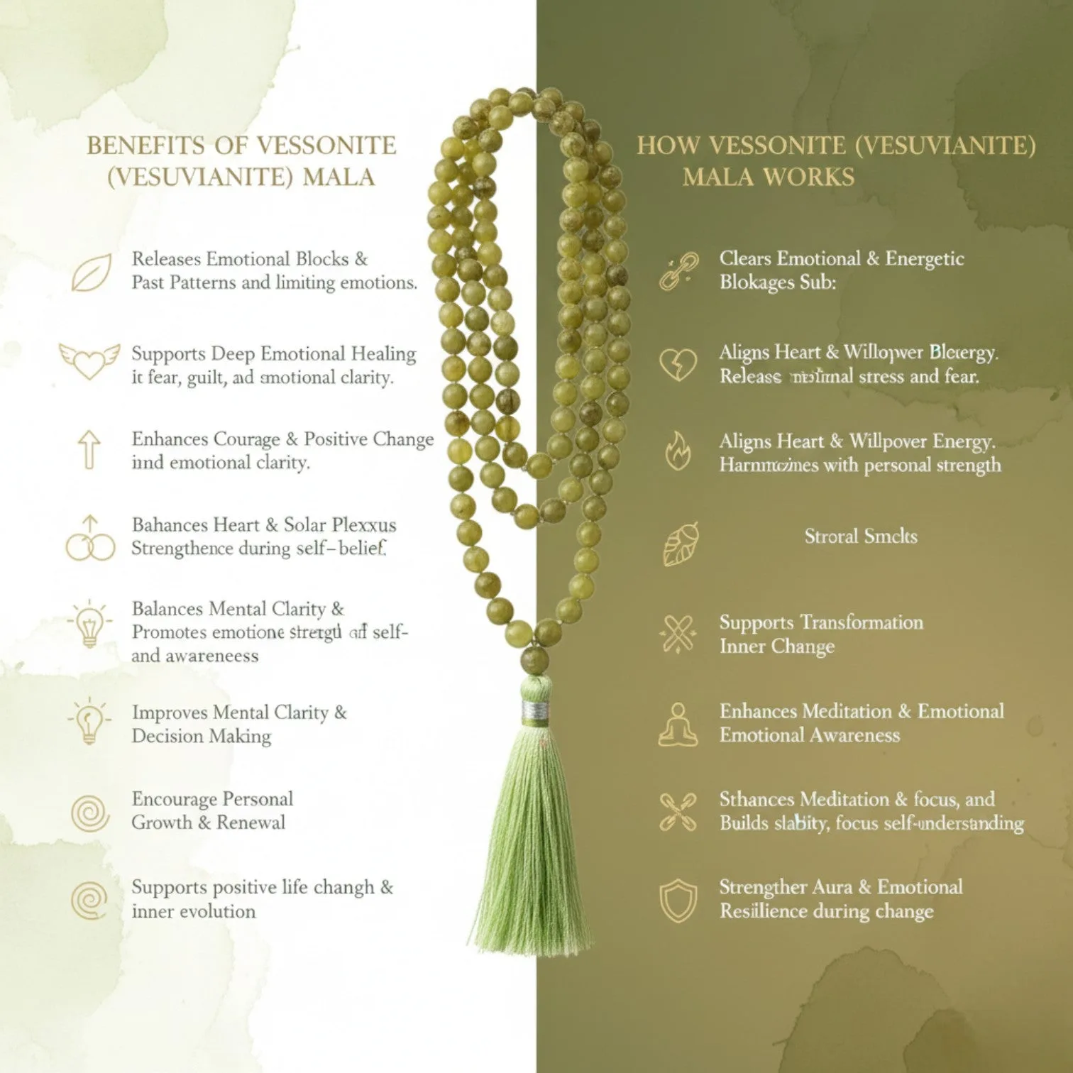 Vessonite Mala (108 beads) 8 mm