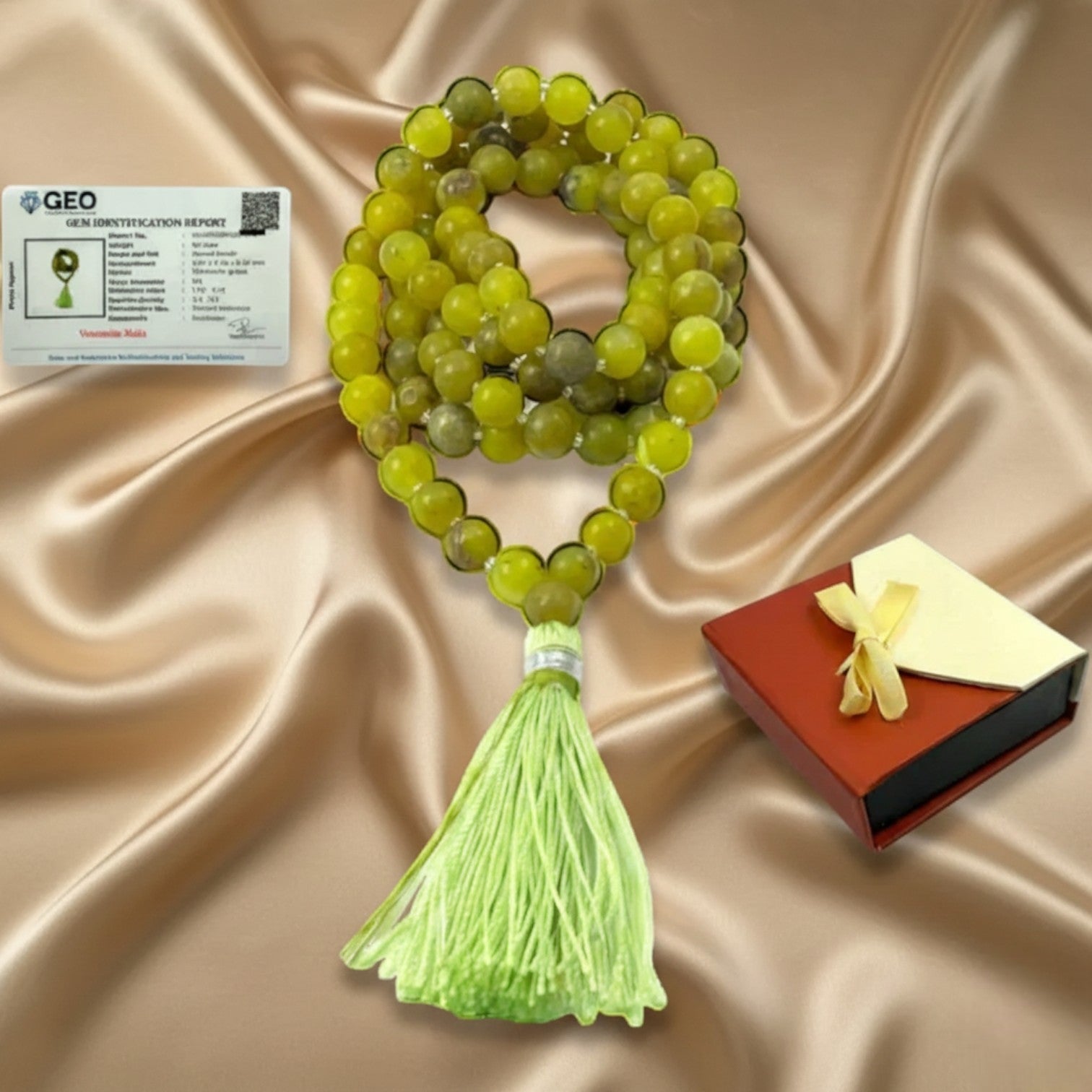 Vessonite Mala (108 beads) 8 mm