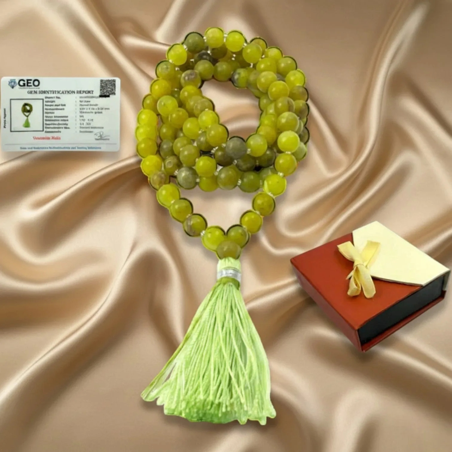 Vessonite Mala (108 beads) 8 mm