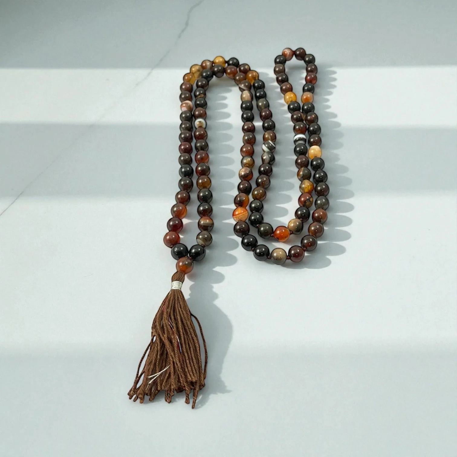 Bostwana Agate Mala (108 beads) 8 mm