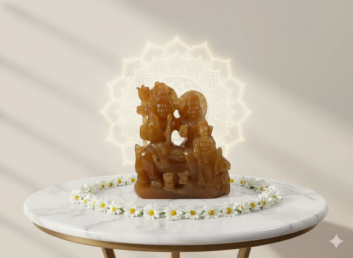 Yellow Fluorite Shiva with Family