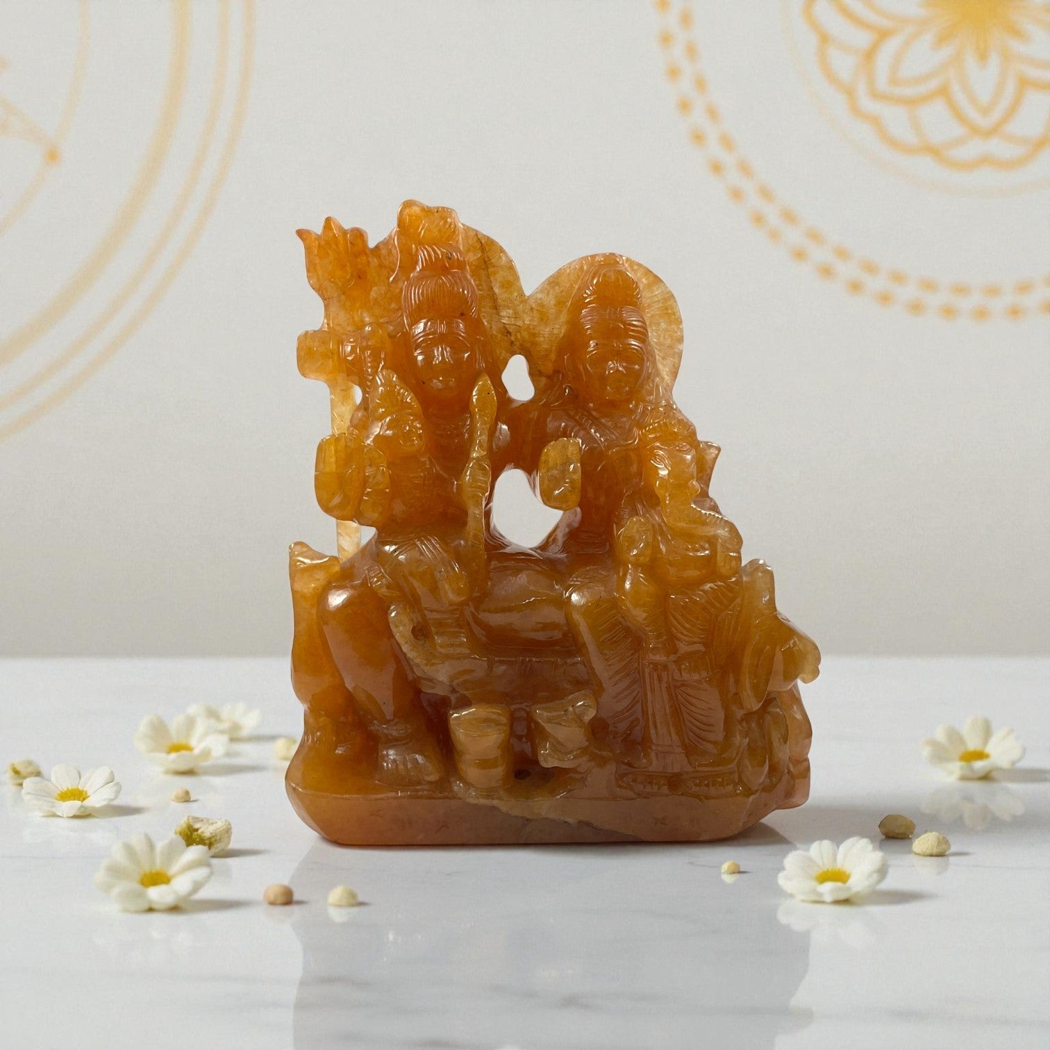 Yellow Fluorite Shiva with Family