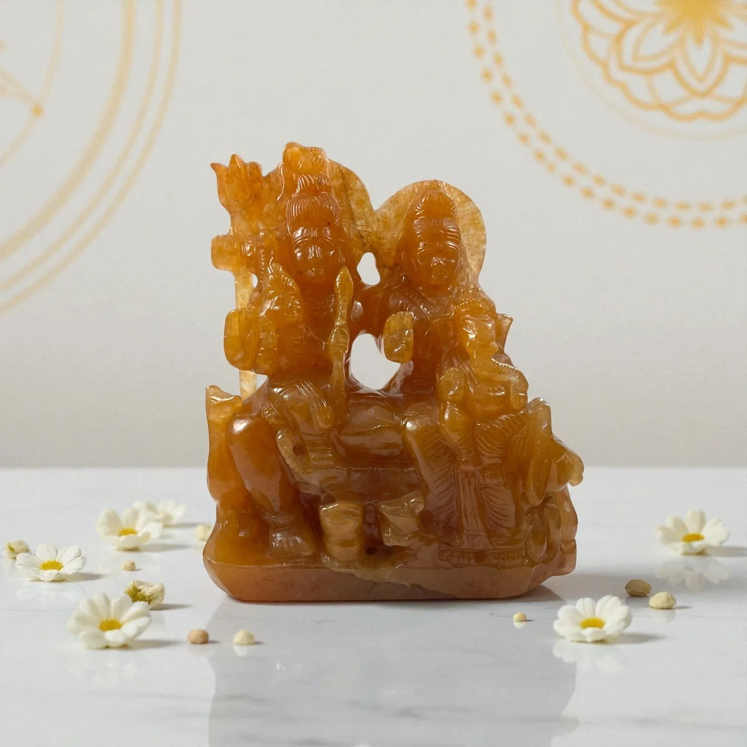 Yellow Fluorite Shiva with Family