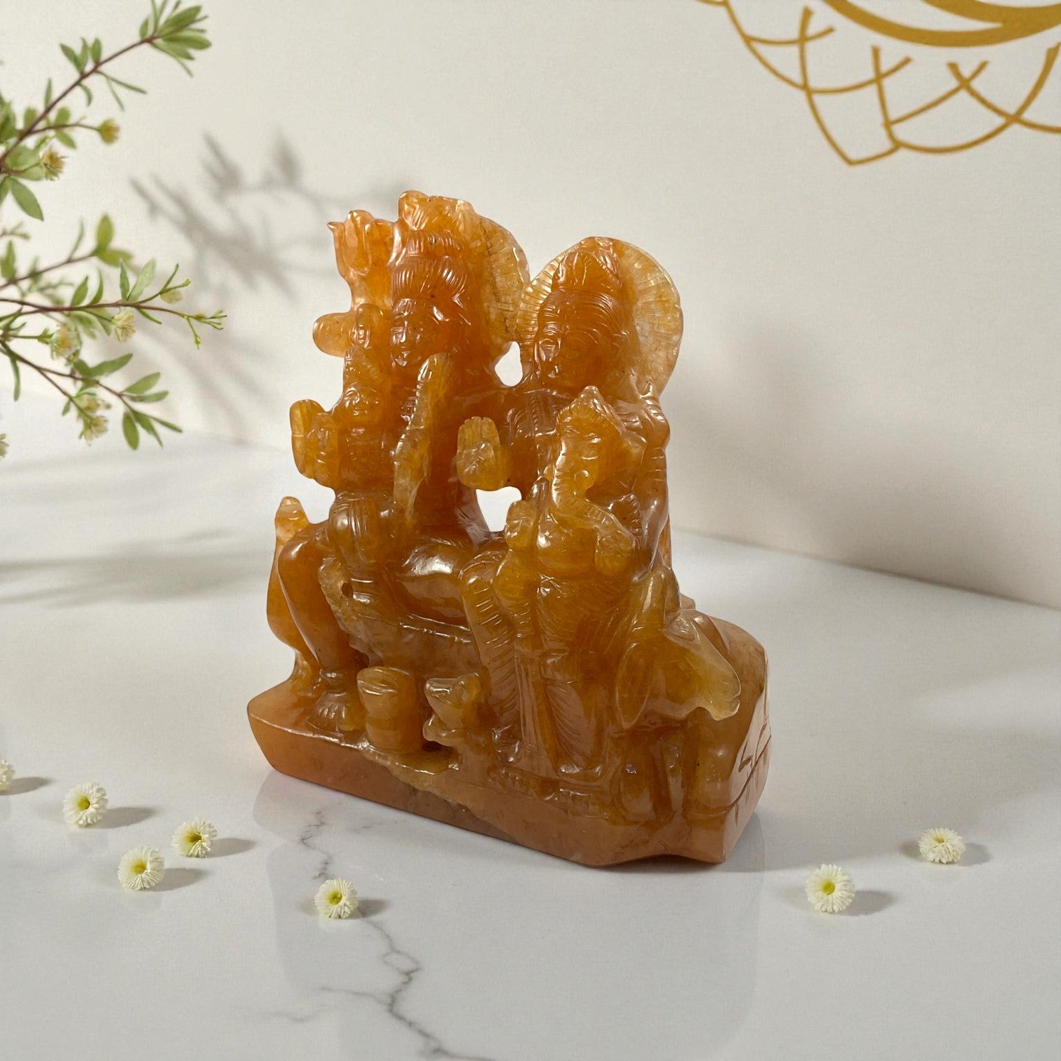 Yellow Fluorite Shiva with Family