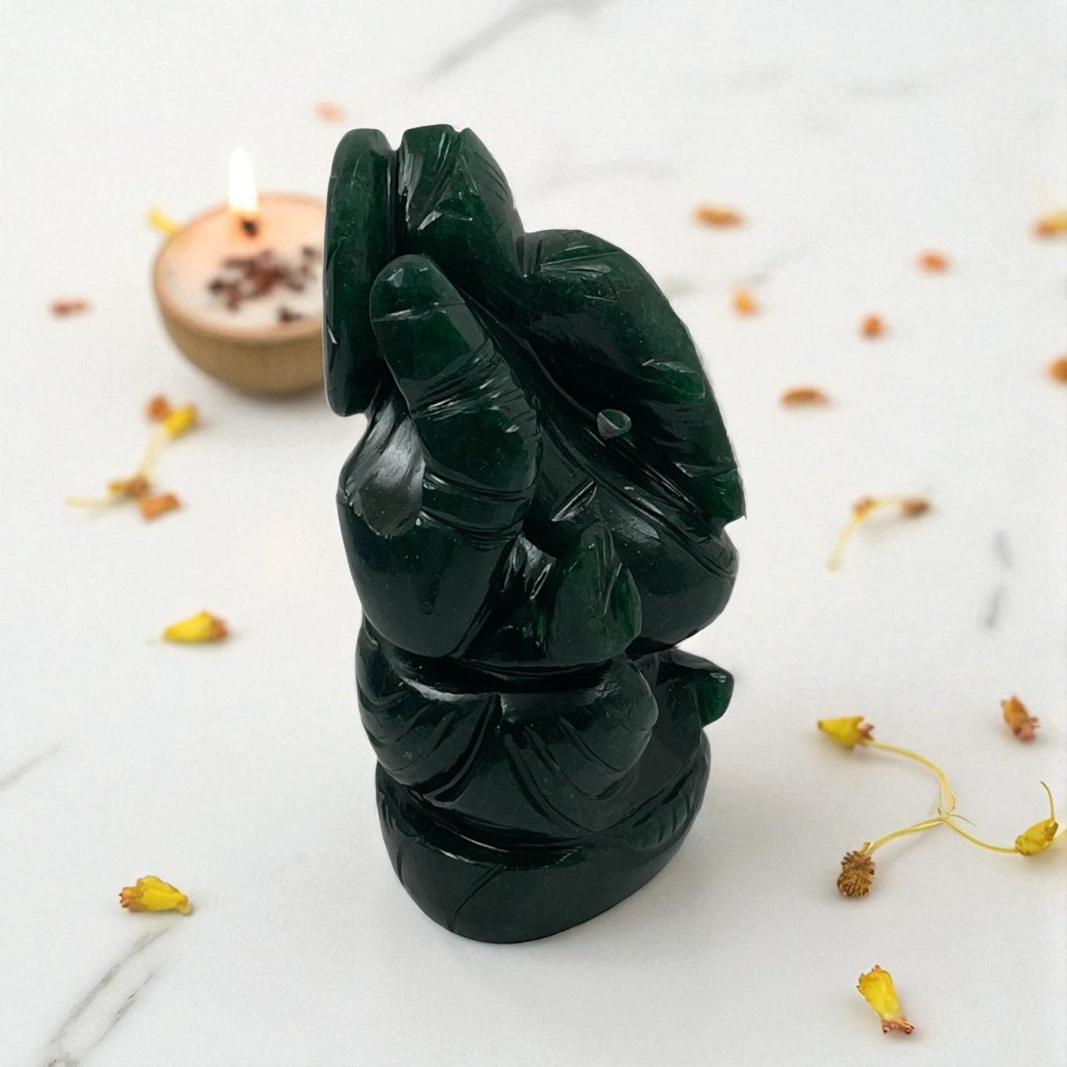 Green Aventurine (Dark ) Crystal Ganesha for Positivity