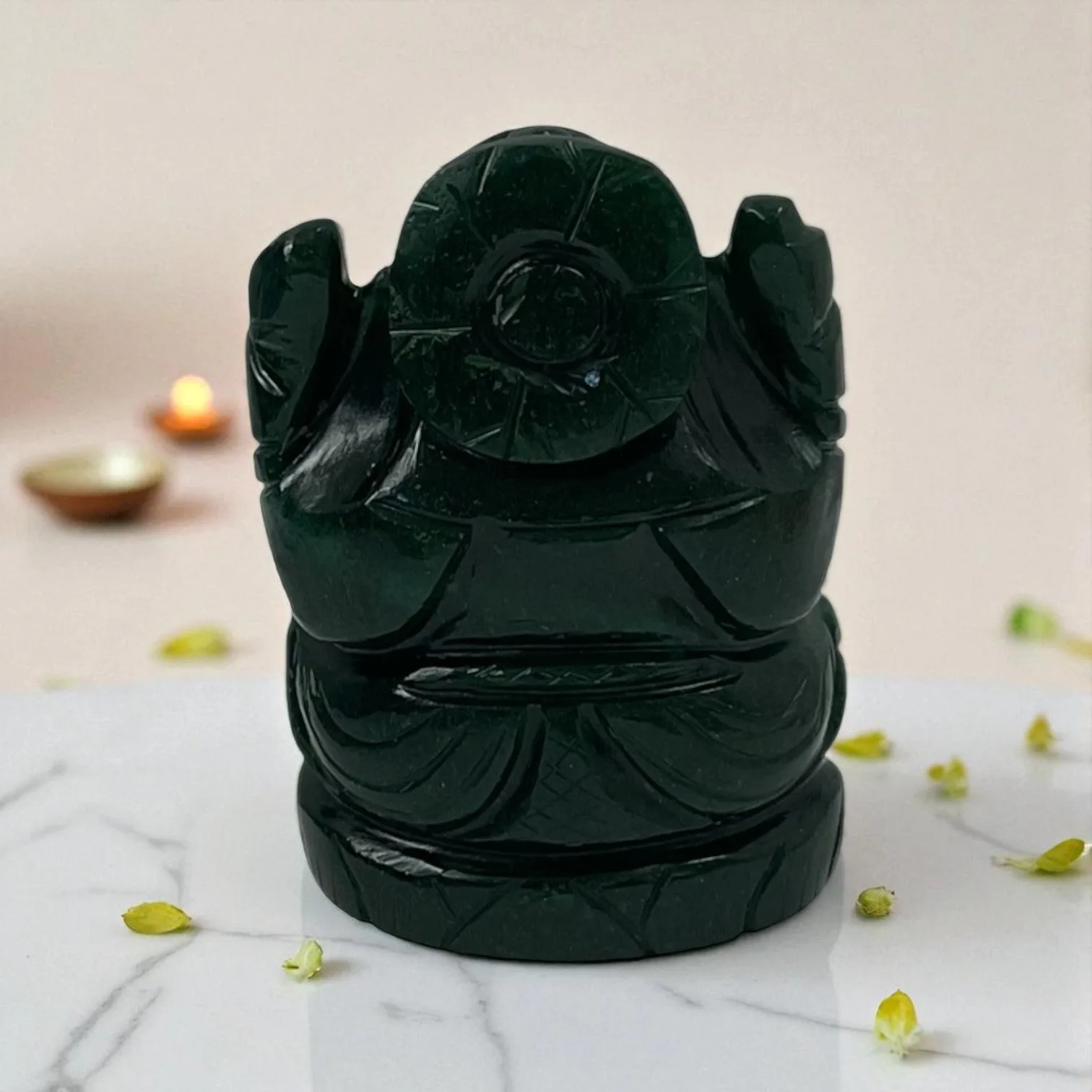 Green Aventurine (Dark ) Crystal Ganesha for Positivity