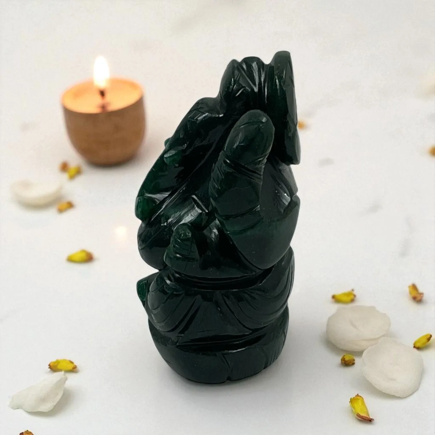 Green Aventurine (Dark ) Crystal Ganesha for Positivity