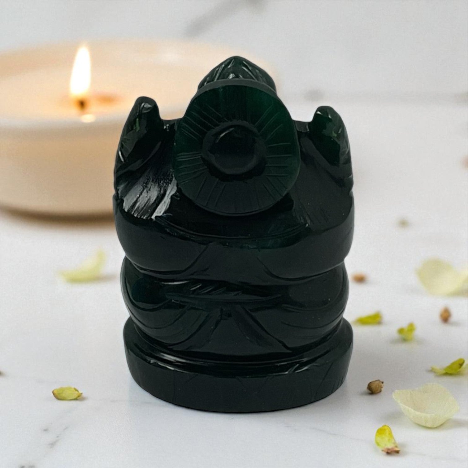 Green Aventurine (Dark ) Crystal Ganesha for Positivity