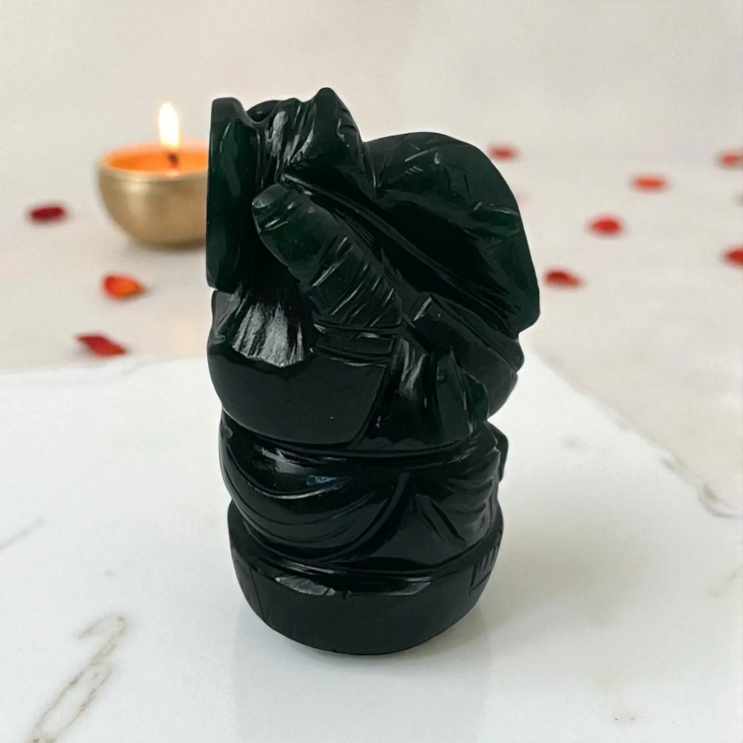 Green Aventurine (Dark ) Crystal Ganesha for Positivity