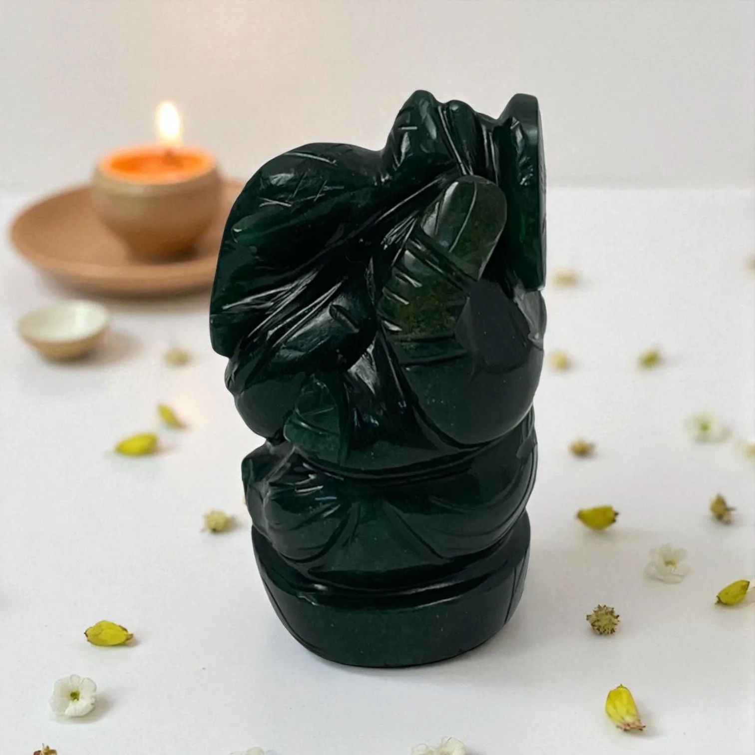 Green Aventurine (Dark ) Crystal Ganesha for Positivity