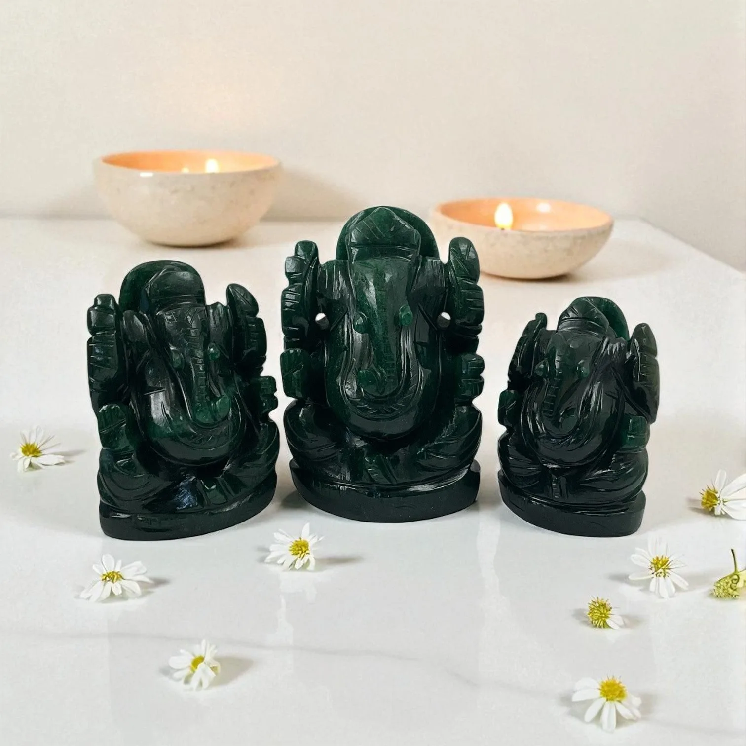 Green Aventurine (Dark ) Crystal Ganesha for Positivity