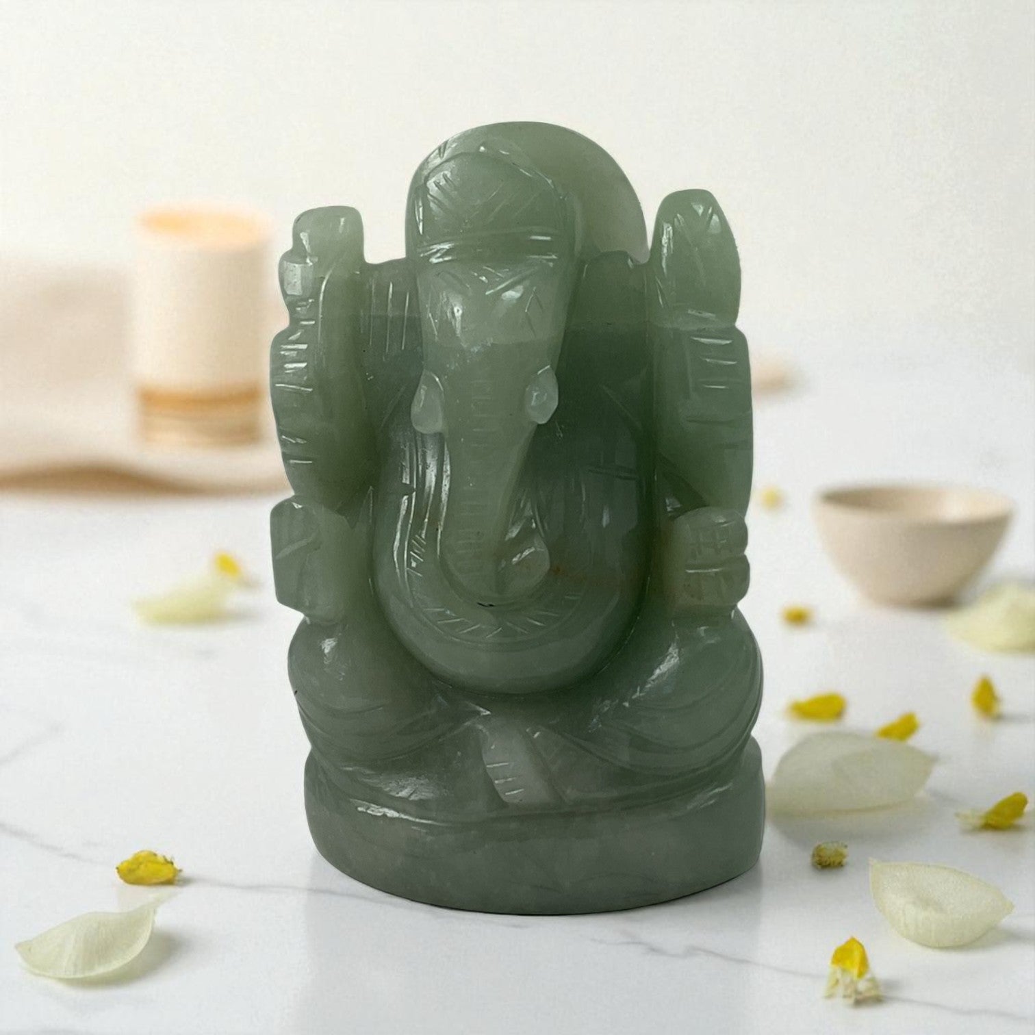 Natural Green Aventurine Ganesha Idol