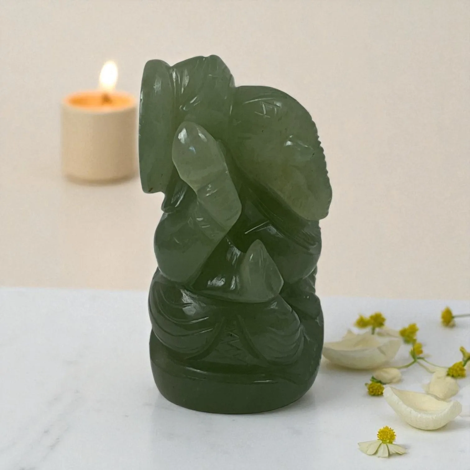Natural Green Aventurine Ganesha Idol