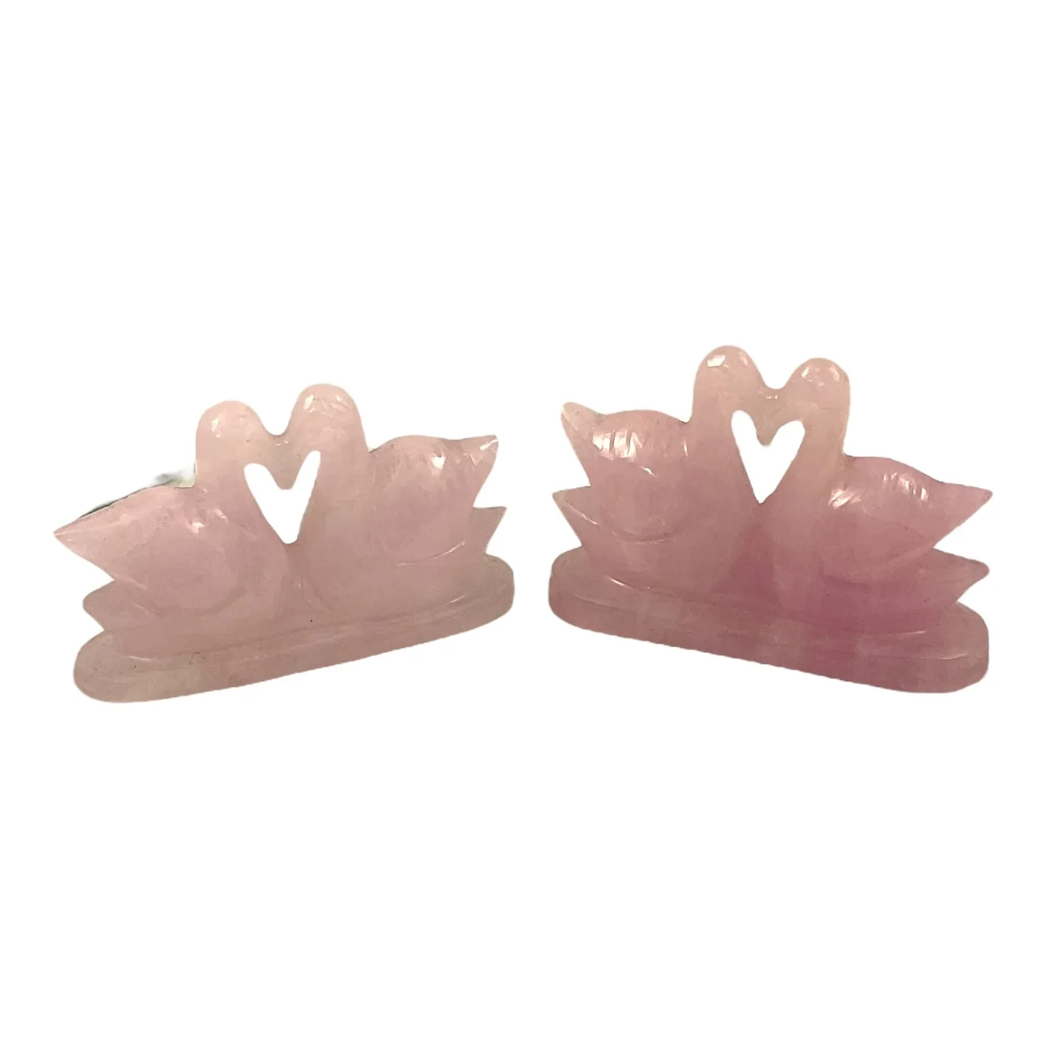 Rose Quartz Mandarin Ducks Pair (200 - 300) Gm