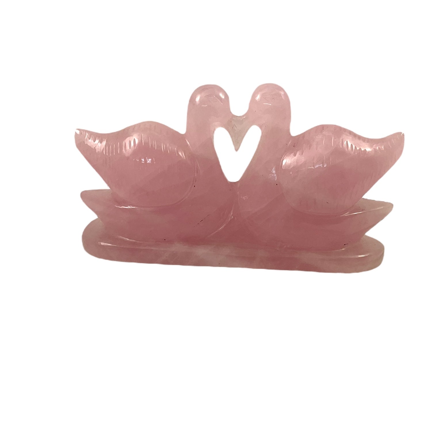 Rose Quartz Mandarin Ducks Pair (615 Gm)