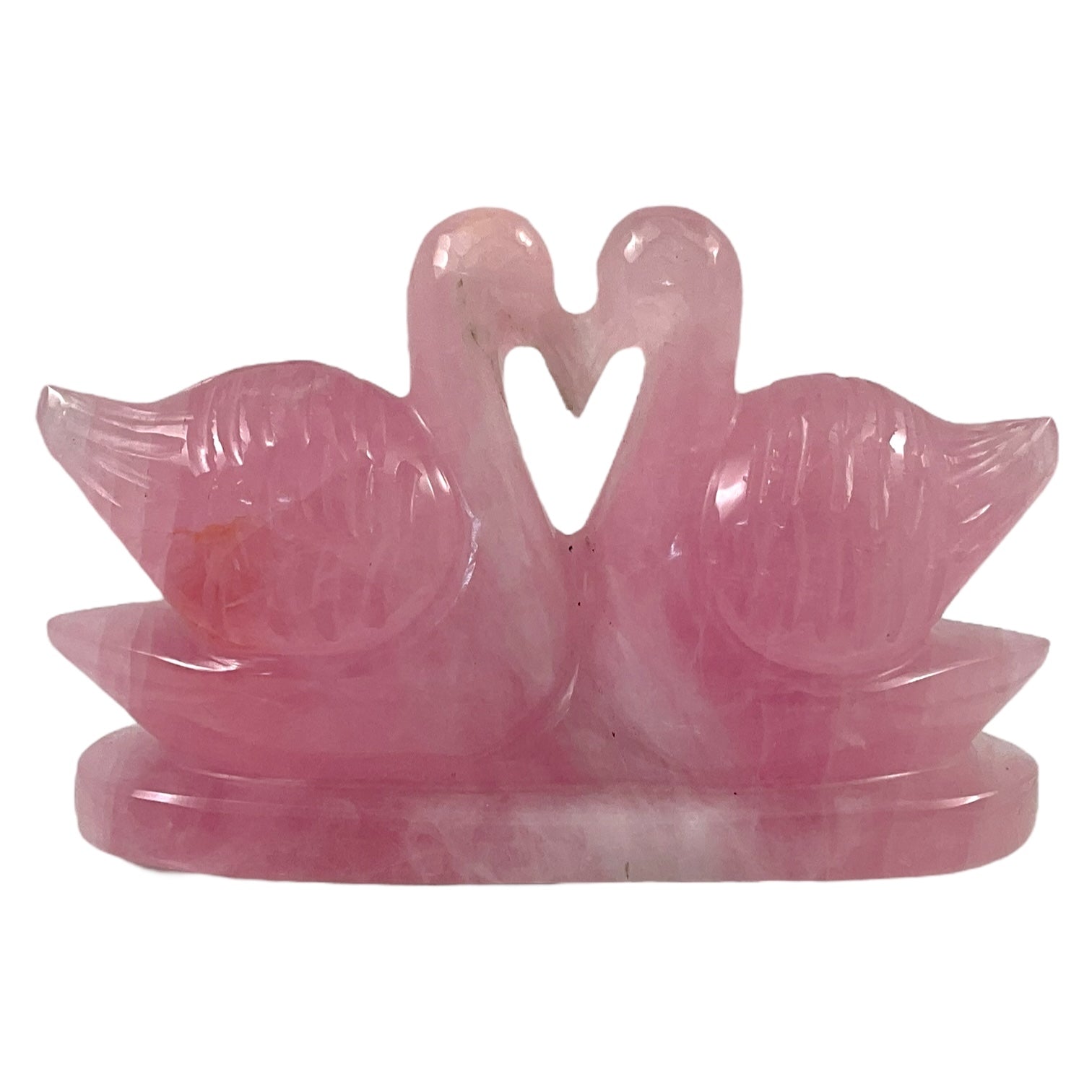 Rose Quartz Mandarin Ducks Pair (485 Gm)