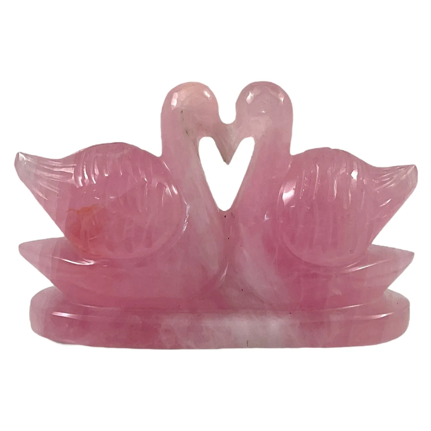 Rose Quartz Mandarin Ducks Pair (485 Gm)