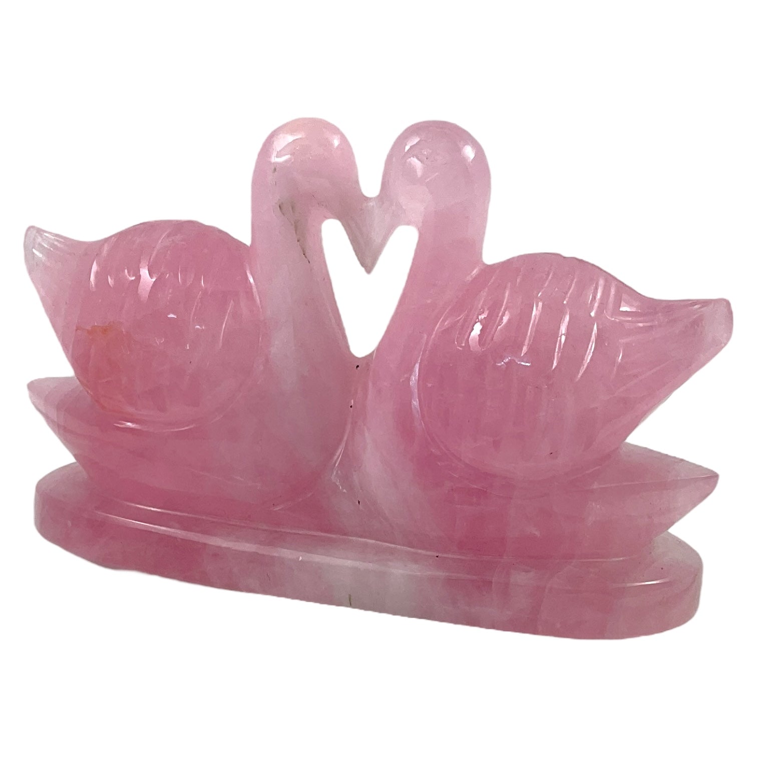 Rose Quartz Mandarin Ducks Pair (485 Gm)