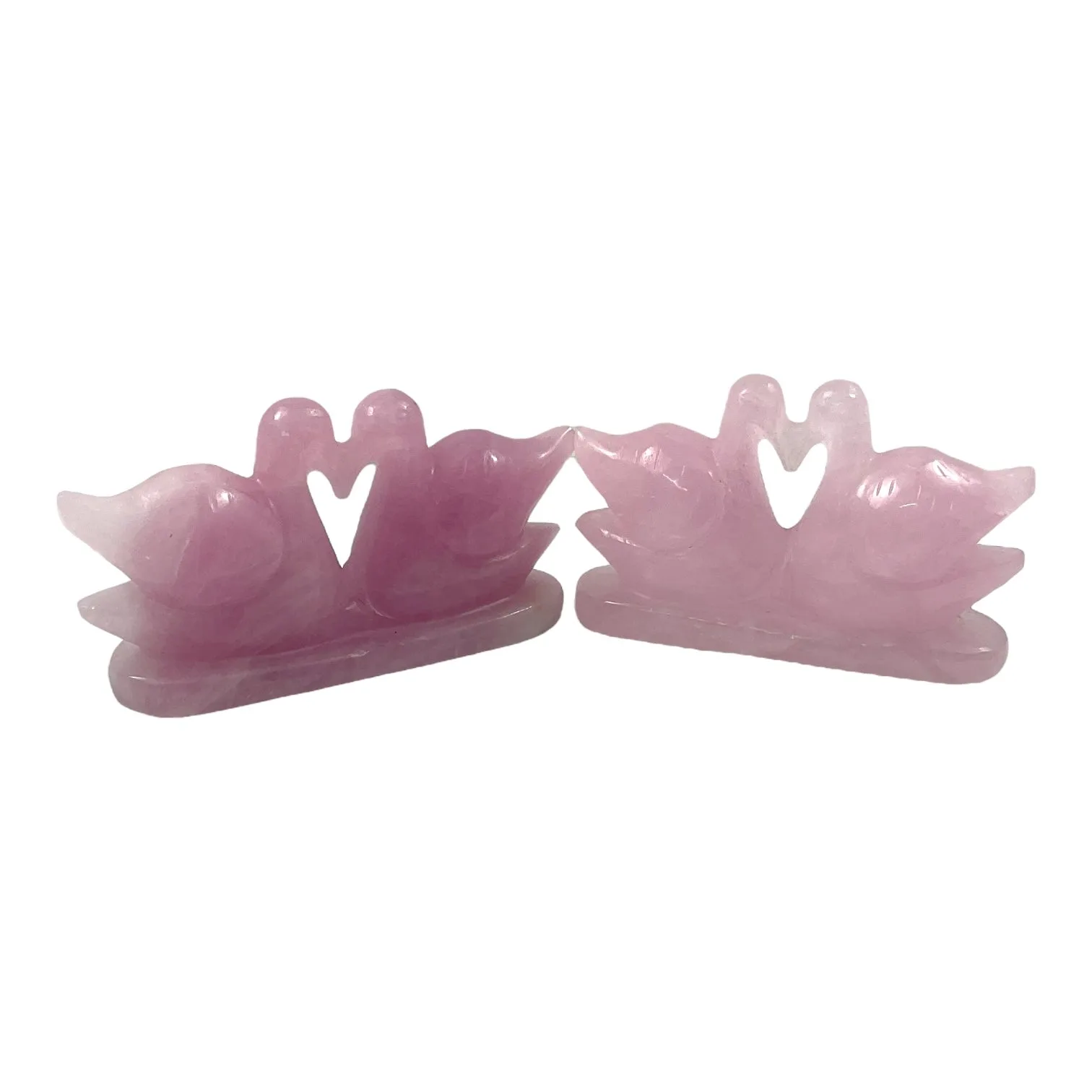Rose Quartz Mandarin Ducks Pair