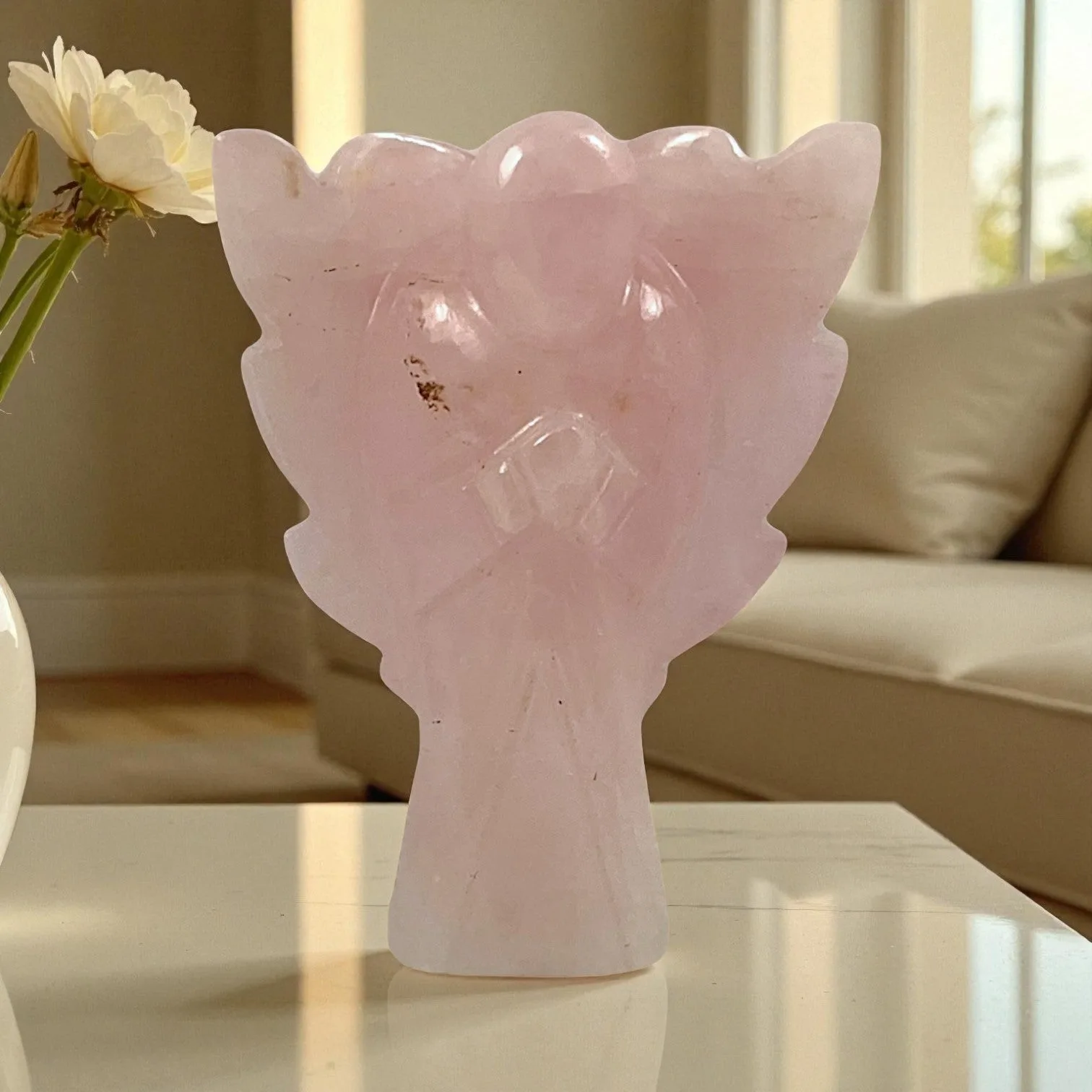 Rose Quartz Angel Statue