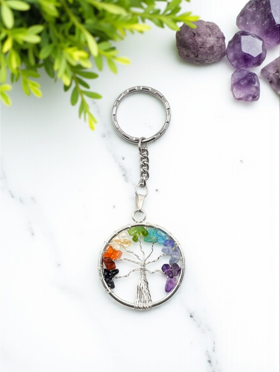Tree of Life 7 Chakra Keychain