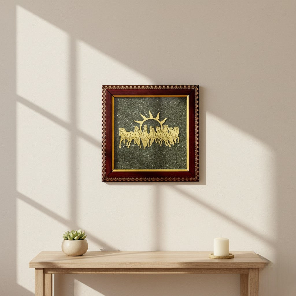 Golden Pyrite 7 Running Horses Frame