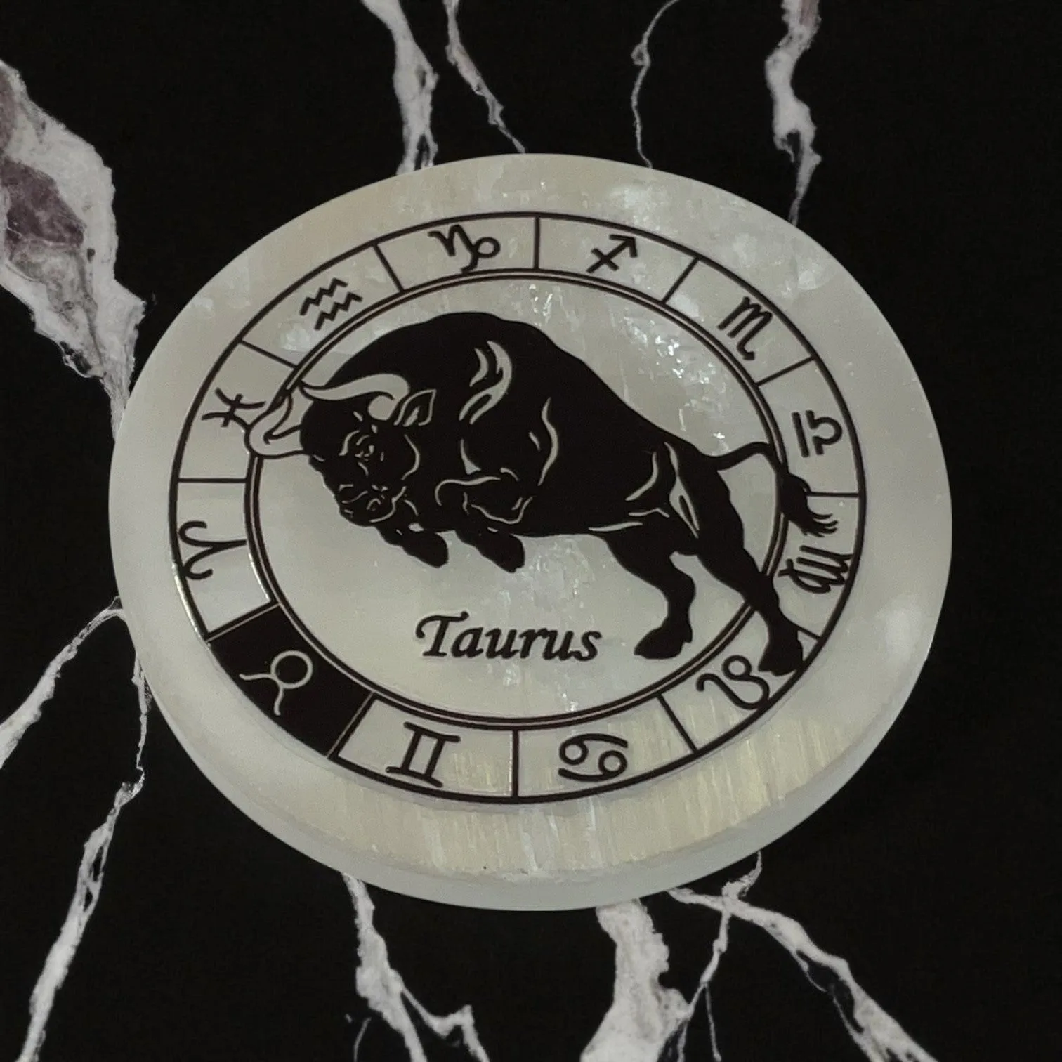 Selenite Round Charging Plate