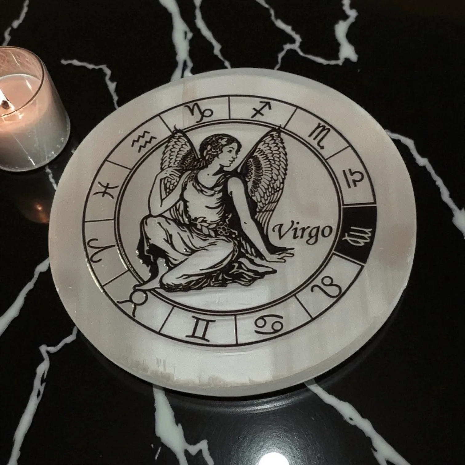 Selenite Round Charging Plate